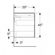 Шкафчик для раковины Geberit ONE, с двумя выдвижными ящиками: ширина 104.5см, высота 46.5см, глубина 39.5см, лак белый глянцевый