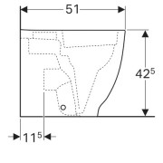 Напольный унитаз вертикальный смыв Geberit Acanto, увеличенной высоты, приставной, закрытая форма, Rimfree безободковый: глубина 51см, белый