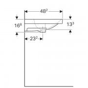 Раковина Geberit Acanto с полкой, простое крепление: ширина 90см, глубина 48.2см, отверстие под смеситель расположено по центру, перелив на виду, белый
