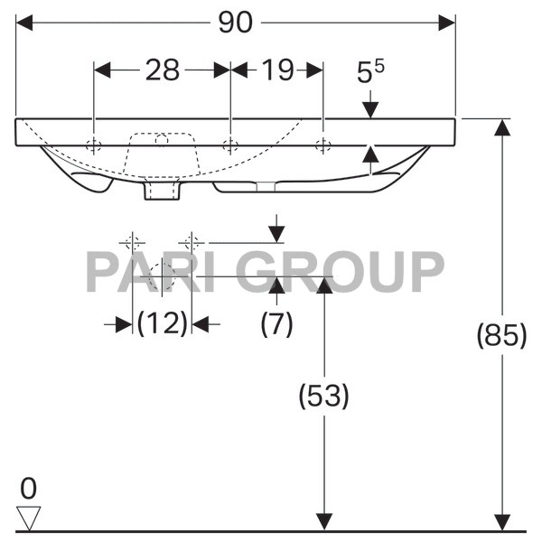 �������� Geberit Acanto � ������ ������, ������� ���������: ������ 90��, ������� 48.2��, ��� ��������� ��� ���������, ������� �� ����, ��������, �����