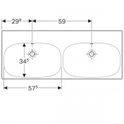 Раковина двойная Geberit Acanto, простое крепление: ширина 120 см, глубина 48.2 см, без отверстия под смеситель, перелив на виду, белый