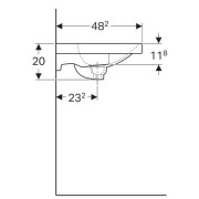 Раковина Geberit Acanto со скрытым переливом и пробкой сливного отверстия: ширина 60см, глубина 48.2см, отверстие под смеситель по центру, перелив невидимый, белый