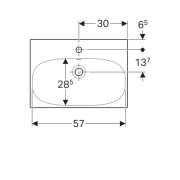 Раковина Geberit Acanto, с укороченным вылетом: ширина 60см, глубина 42.2см, отверстие под смеситель расположено по центру, перелив на виду, белый