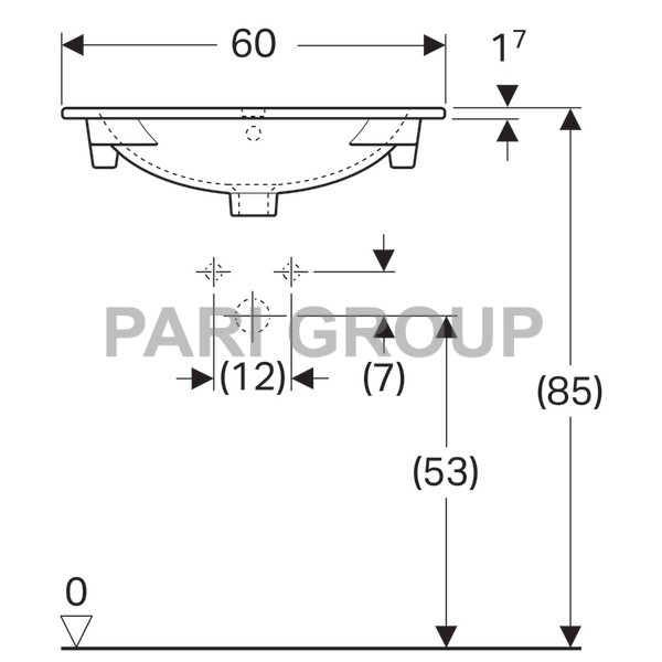 ������������ �������� Geberit Acanto: ������ 60��, ������� 48��, ��������� ��� ��������� ����������� �� ������, ������� �� ����, �����