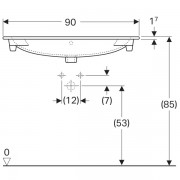 Раковина встраиваемая Geberit Acanto: ширина 90см, глубина 48см, Без отверстия под смеситель, Перелив на виду, Белый