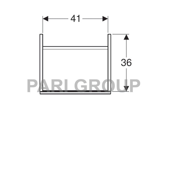 ������� ��� �������� Geberit Acanto, � ����� ������ � �������: ������ 44.5��, ������ 53.5��, ������� 37.5��, ������ ��� ������ �������, ����� ������ ��������� ������