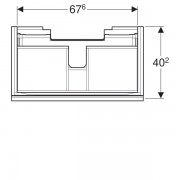 Шкафчик для раковины Geberit Acanto, с одним выдвижным ящиком и одним внутренним выдвижным ящиком, с укороченным вылетом, с сифоном: ширина 74см, высота 53.5см, глубина 41.6см, корпус лак черный матовый, черное глянцевое стекло