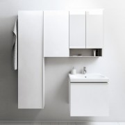 Шкафчик высокий Geberit Acanto с одной дверью: ширина 45см, высота 173см, глубина 17.4см, белый / ультраглянцевый лакированный, белый, глянцевое стекло