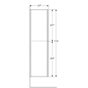 Шкафчик высокий Geberit Acanto с двумя выдвижными ящиками: ширина 22см, высота 173см, глубина 47.6см, корпус матовый песочно-серый, фасад песчаное глянцевое стекло