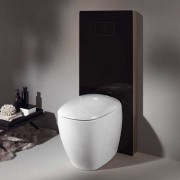 Унитаз напольный с вертикальным смывом Geberit Citterio, приставной, закрытая форма, Rimfree безободковый: глубина 56см, специальное керамическое покрытие KeraTect, белый