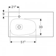 Раковина Geberit Citterio с полкой: ширина 90см, глубина 50см, отверстие под смеситель слева, без перелива, полочное пространство справа, специальное керамическое покрытие KeraTect, белый