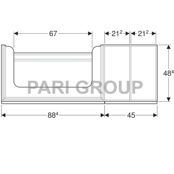 ������� ��� �������� Geberit Citterio, � ����� ���������� ������� � ������ ������: ������ 133.4��, ������ - ������� ������� ���, ����� - ��������� ������ �������