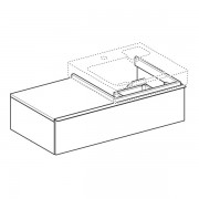 Шкафчик для раковины Geberit iCon, с одним выдвижным ящиком и полкой: ширина 89см, высота 24см, глубина 47.7см, Белый, Высокоглянцевое покрытие