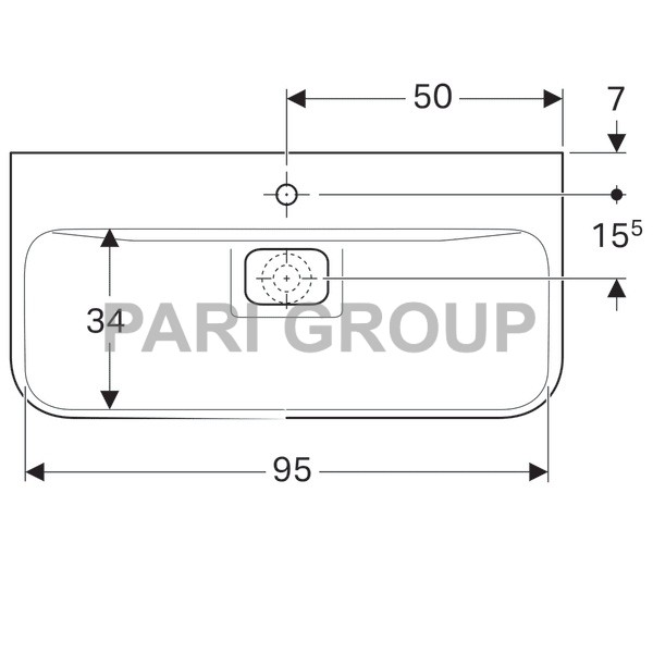 �������� Geberit myDay, ������ 100��, ������� 48��, ��������� ��� ��������� �� ������, ��� ��������, ����������� ������������ �������� KeraTect, �����