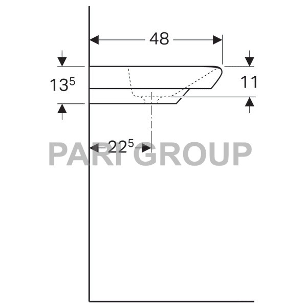 �������� Geberit myDay, ������ 100��, ������� 48��, ��������� ��� ��������� �� ������, ��� ��������, ����������� ������������ �������� KeraTect, �����