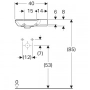 �������� Geberit myDay, ����������� ������������ �������� KeraTect, ������ 40��, ������ 10.5��, ������� 28��, ��������� ��� ��������� �����, ��� ��������, �����