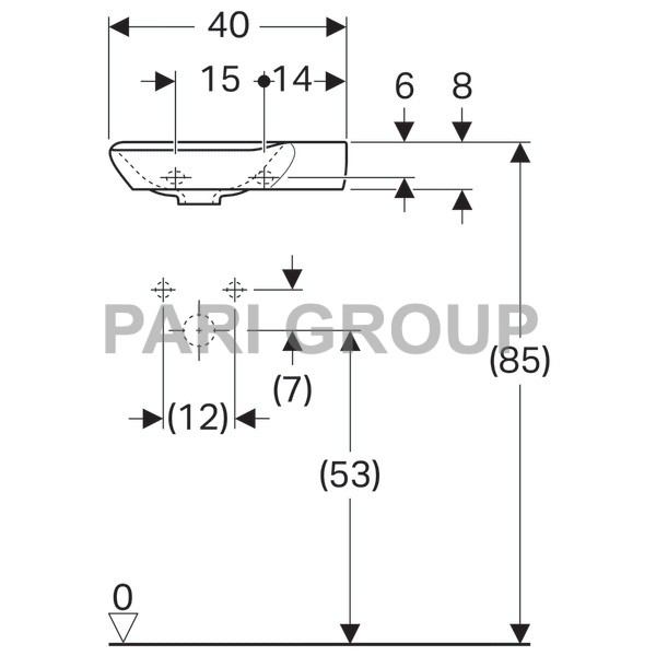 �������� Geberit myDay, ����������� ������������ �������� KeraTect, ������ 40��, ������ 10.5��, ������� 28��, ��������� ��� ��������� ������, ��� ��������, �����