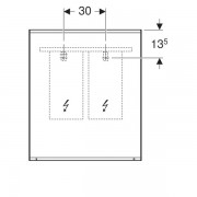 Зеркало с подсветкой Geberit Option Plus с прямым и непрямым освещением: ширина 60см, высота 70см, серебристые оттенки, матированный аллюминий
