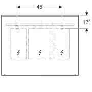 Зеркало с подсветкой Geberit Option Plus с прямым и непрямым освещением: ширина 90см, высота 70см, серебристые оттенки, матированный аллюминий
