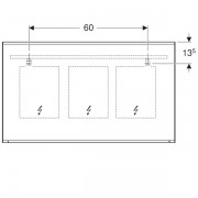 Зеркало с подсветкой Geberit Option Plus с прямым и непрямым освещением: ширина 120см, высота 70см, серебристые оттенки, матированный аллюминий