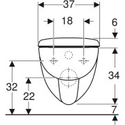 Комплект Geberit Renova Compact из подвесного унитаза, глубина 49 см, и сиденья с видимым крепежом, белый