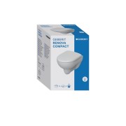 Комплект Geberit Renova Compact из подвесного унитаза, глубина 49 см, и сиденья с видимым крепежом, белый