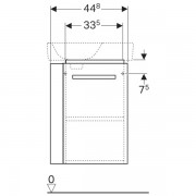 Шкафчик для раковины Geberit Renova Compact, с укороченным вылетом, с держателем для полотенец справа, одна дверца, петли слева ,ширина 44.8см, высота 60.4см, глубина 25.2см, корпус - лак белый матовый, фасад - лак белый глянцевый