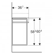 Шкафчик для раковины Geberit Renova Compact, с держателем для полотенец слева, одна дверца, петли справа, ширина 59см, высота 60.4см, глубина 36.7см, корпус- лак белый матовый, фасад - лак белый глянец