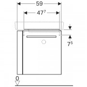Шкафчик для раковины Geberit Renova Compact, с держателем для полотенец слева, одна дверца, петли справа, ширина 59см, высота 60.4см, глубина 36.7см, корпус - лак светло-серый матовый, фасад - лак светло-серый глянцевый