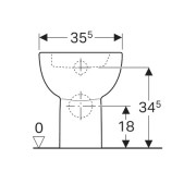 Унитаз Geberit Renova напольный, вертикальный смыв, горизонтальный выпуск, полузакрытая форма, глубина 47.5см, белый