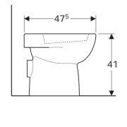 Унитаз Geberit Renova напольный, вертикальный смыв, горизонтальный выпуск, полузакрытая форма, глубина 47.5см, белый