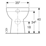 Унитаз Geberit Renova напольный, вертикальный смыв, горизонтальный выпуск, полузакрытая форма, Rimfree, глубина 49см, белый