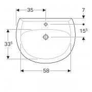 Раковина Geberit Renova, ширина 70см, глубина 53см, отверстие под смеситель расположено по центру, перелив на виду, белый