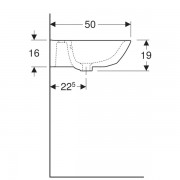 Раковина Geberit Renova: ширина 65см, глубина 50см, отверстие под смеситель расположено по центру, перелив на виду, белый