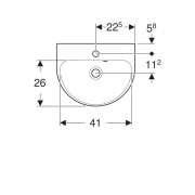 Раковина Geberit Renova, ширина 45см, высота 17.3см, глубина 36см, отверстие под смеситель расположено по центру, перелив на виду, белый