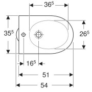 Биде Geberit Renova напольное, глубина 54см, перелив на виду, белый