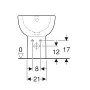 Биде Geberit Renova напольное, глубина 54см, перелив на виду, белый