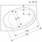 Ванна асимметричная Geberit Renova: длина 140см, ширина 100см, слив справа, белый