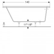 Ванна асимметричная Geberit Renova: длина 140см, ширина 100см, слив справа, белый