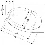 Geberit Renova asymmetrical bathtub, left: длина 140см, ширина 100см, cлив слева, белый