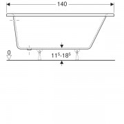 Geberit Renova asymmetrical bathtub, left: длина 140см, ширина 100см, cлив слева, белый