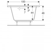 Geberit Renova asymmetrical bathtub, left: длина 140см, ширина 100см, cлив слева, белый
