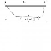 Ванна ассимметричная Geberit Renova: длина 160см, ширина 100см, слив справа, белый