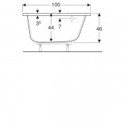 Ванна ассимметричная Geberit Renova: длина 160см, ширина 100см, слив справа, белый