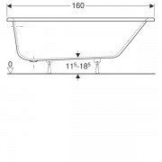 Geberit Renova asymmetrical bathtub, left: длина 160см, ширина 100см, слив слева, белый