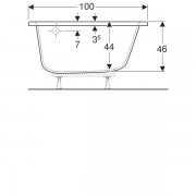 Geberit Renova asymmetrical bathtub, left: длина 160см, ширина 100см, слив слева, белый