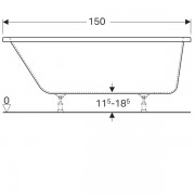 Ванна асимметричная Geberit Renova: длина 150см, ширина 100см, слив справа, белый