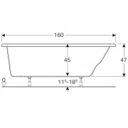 Ванна прямоугольная Geberit Renova: длина 160см, ширина 80см,белый