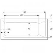Ванна прямоугольная Geberit Renova: длина 170см, ширина 75см, белый