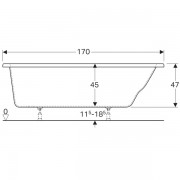 Ванна прямоугольная Geberit Renova: длина 170см, ширина 75см, белый
